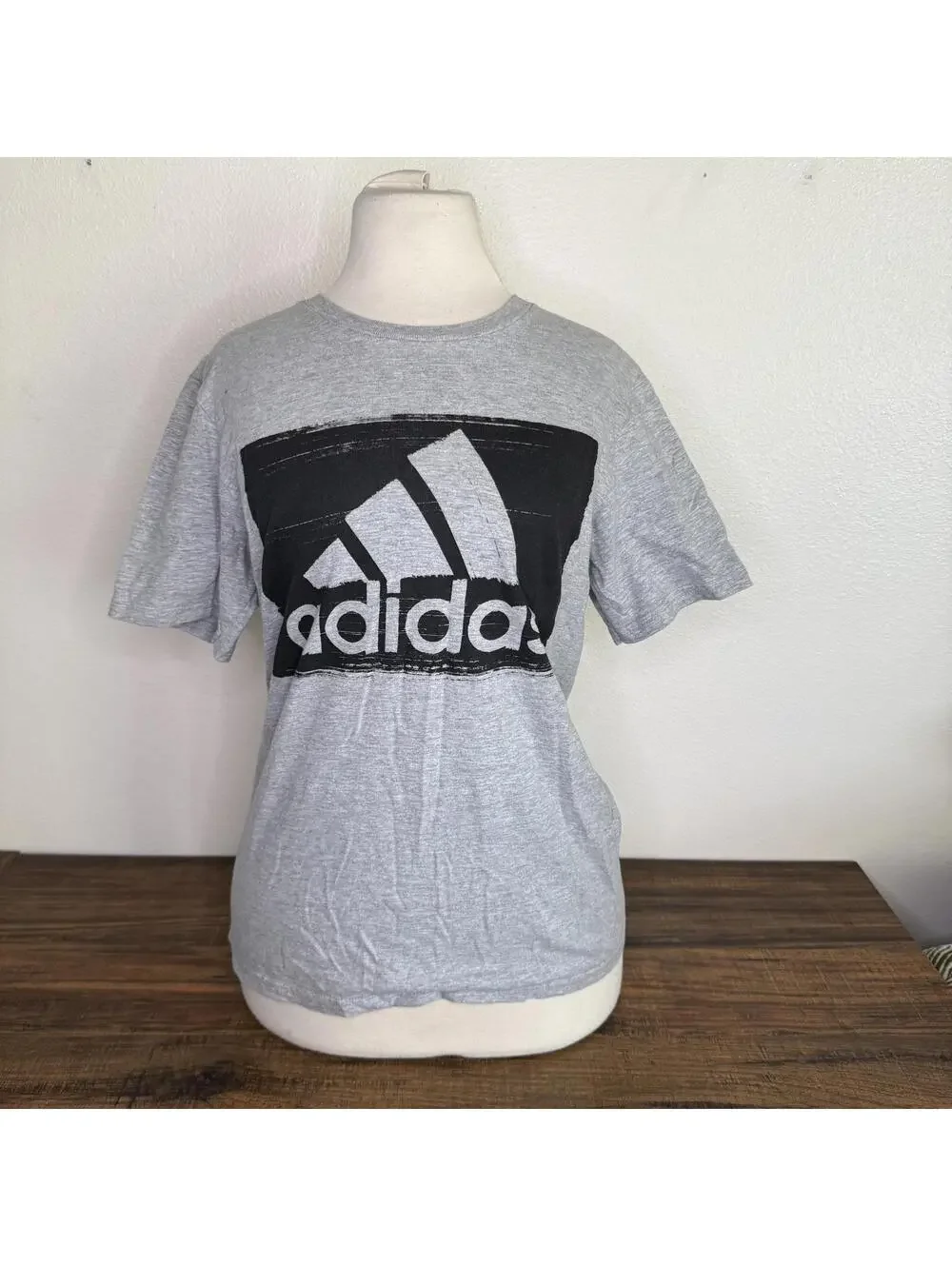 Adidas Amplifier Tee Gray Black Logo T-Shirt XS